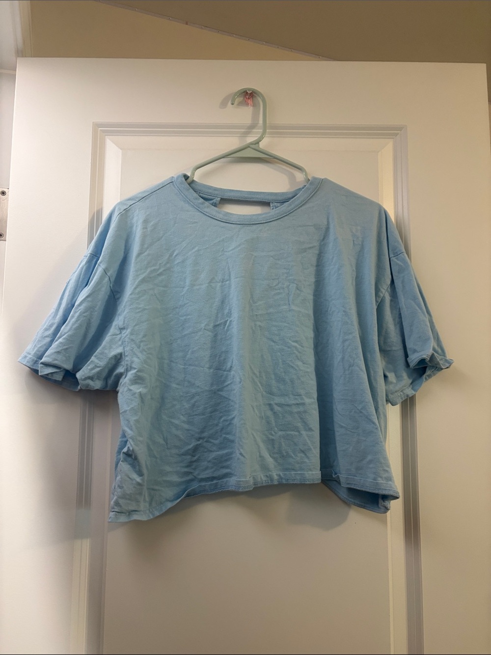 Light Blue Cropped Kids T‑Shirt